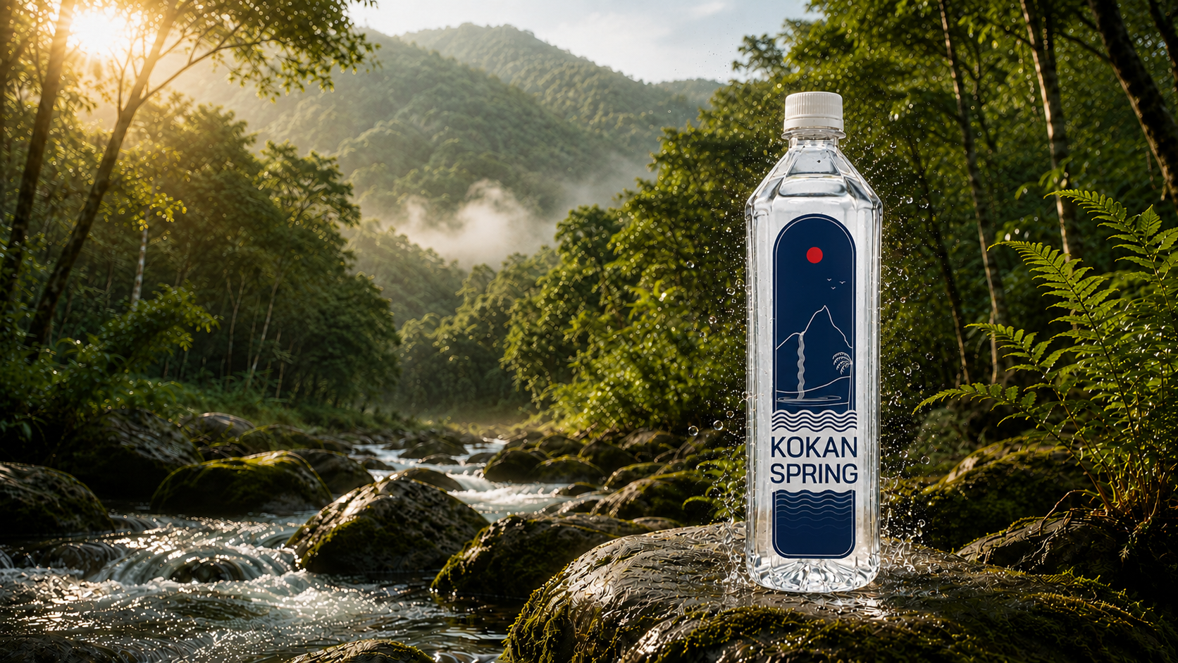 Flowing natural spring water